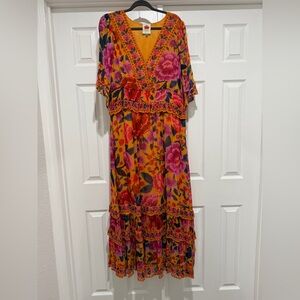 Floral V-Neck Maxi Dress - Multicolor